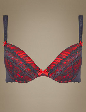Lucy Lace & Fishnet Padded Plunge Bra DD-GG Image 2 of 4