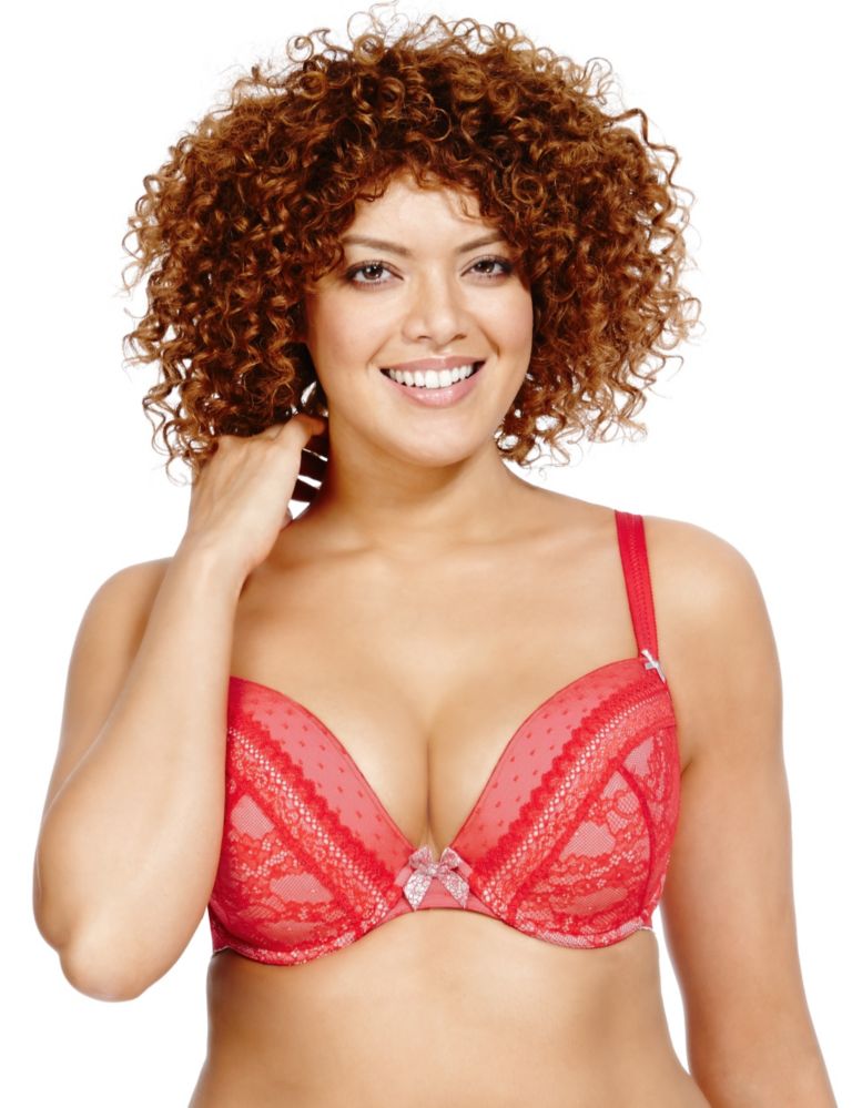 Lucy Lace Underwired Padded Plunge Bra DD-GG 1 of 4