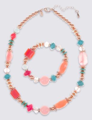 Luxe Beaded Necklace & Bracelet Set Image 1 of 2