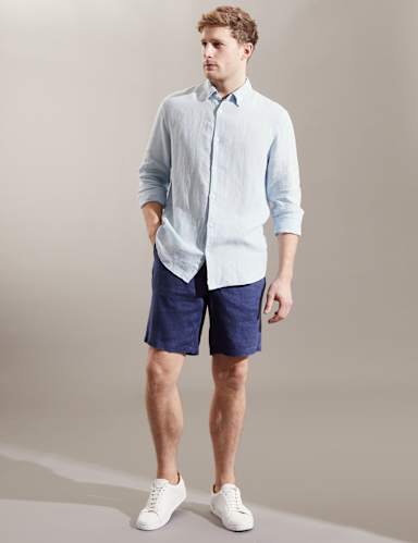 Luxurious Pure Linen Long Sleeve Shirt 1 of 7