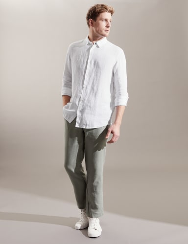Luxurious Pure Linen Long Sleeve Shirt 5 of 8