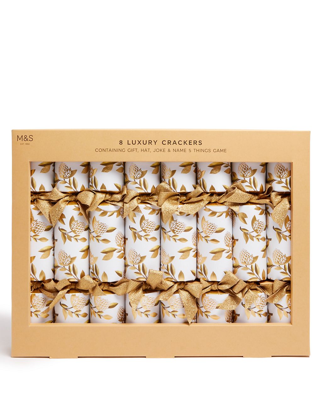 Luxury Acorn Print Christmas Crackers - Pack of 8 in 1 Design 3 of 4