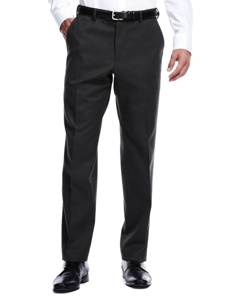 Luxury Active Waistband Easycare Flat Front Twill Trousers 1 of 6
