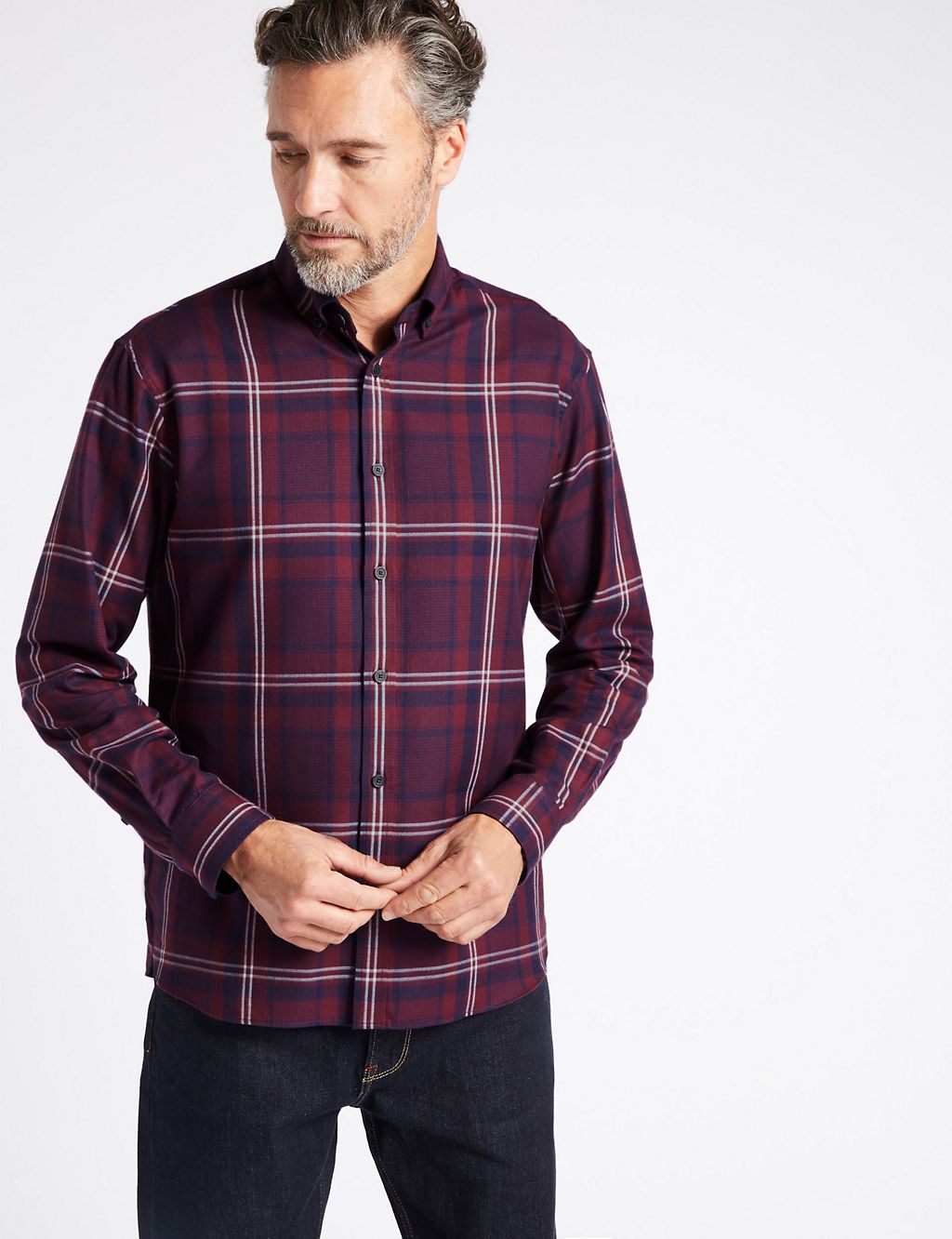 Luxury Brushed Cotton  Checked Shirt 3 of 5