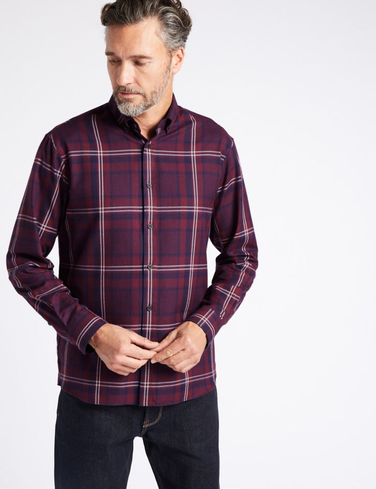 Luxury Brushed Cotton  Checked Shirt 1 of 5