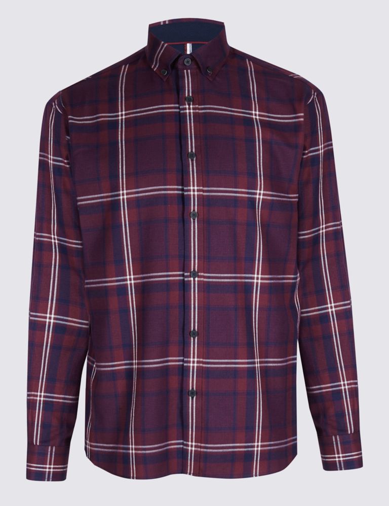 Luxury Brushed Cotton  Checked Shirt 2 of 5