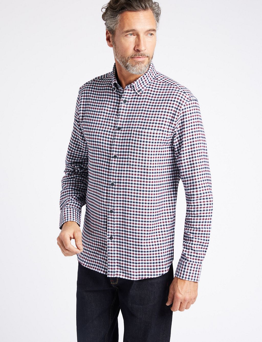 Luxury Brushed Cotton Checked Shirt 3 of 5