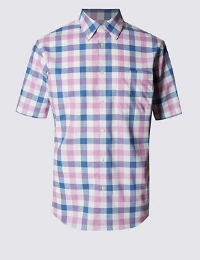 Luxury Cotton Rich Checked Shirt Image 2 of 3