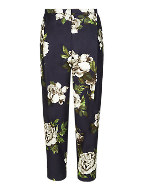 Luxury Cotton Rich Floral Cropped Trousers Image 2 of 6