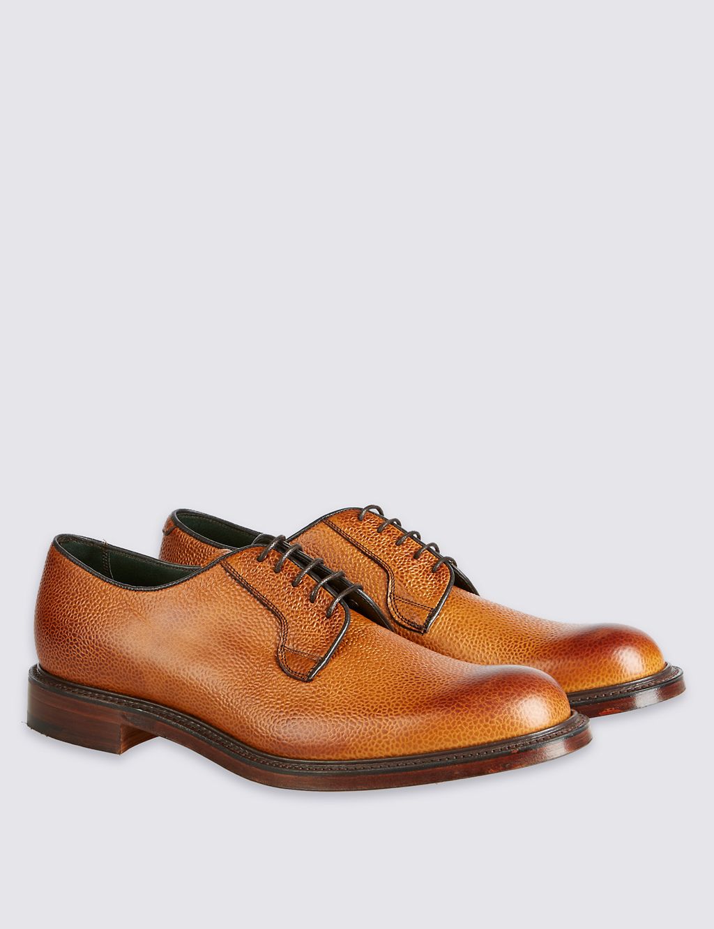Luxury Derby Shoe in Tan Scotchgrain Leather 3 of 5