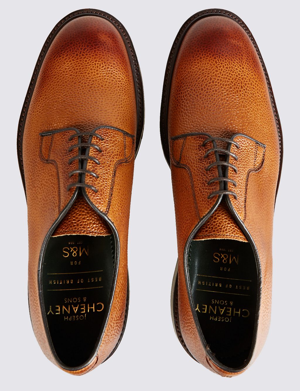 Luxury Derby Shoe in Tan Scotchgrain Leather 2 of 5
