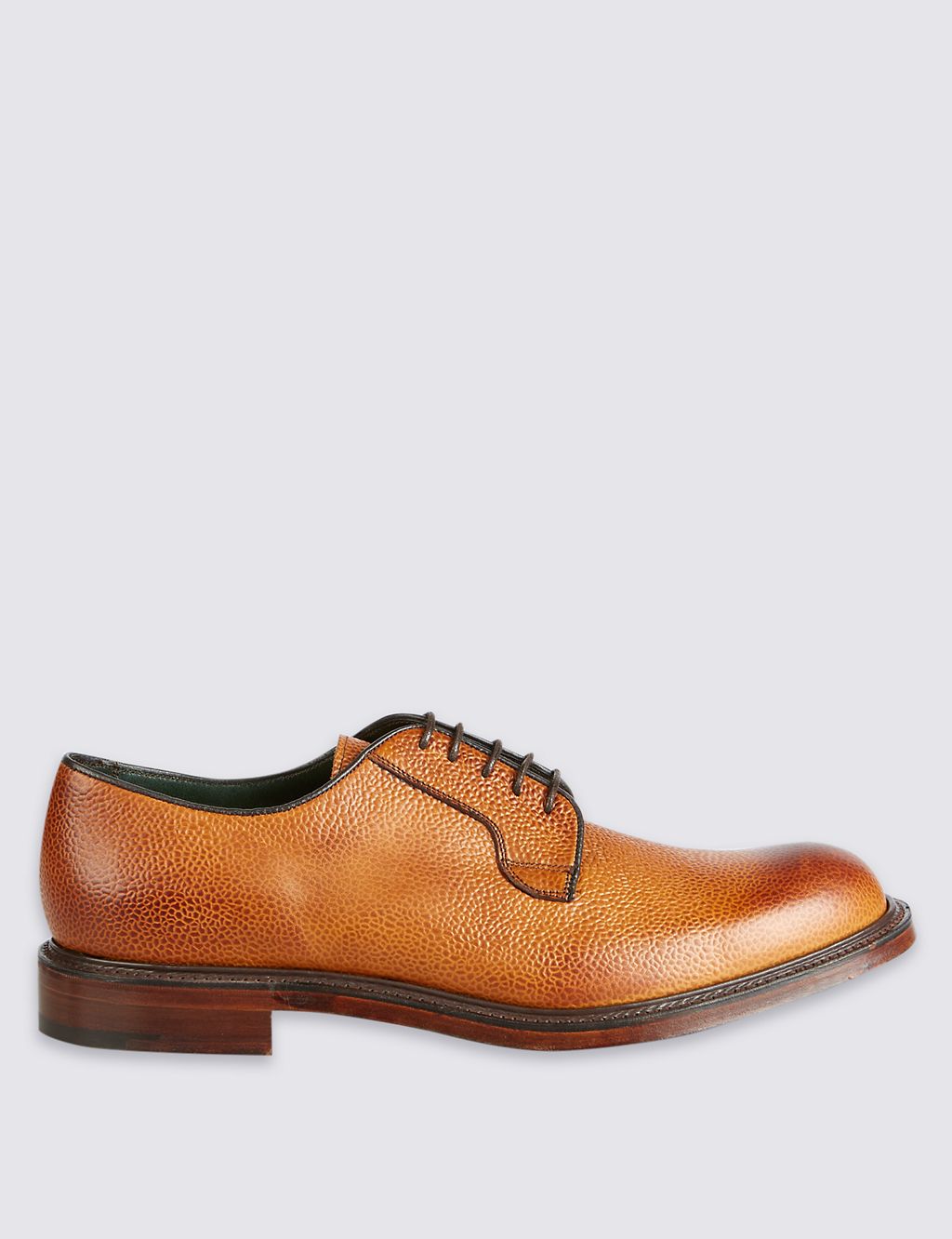 Luxury Derby Shoe in Tan Scotchgrain Leather 1 of 5