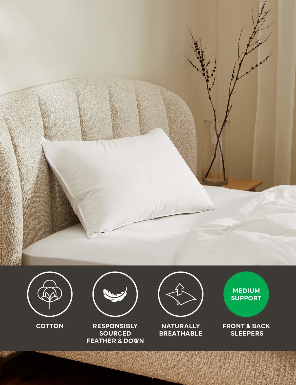 Luxury Duck Down Medium Pillow M S Collection M S