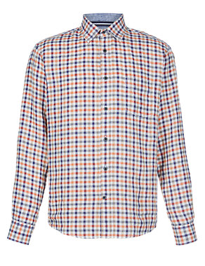 Luxury Fine Cotton Checked Shirt Image 2 of 6