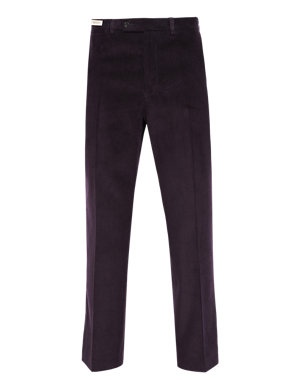 Luxury Flat Front Corduroy Trousers Image 2 of 6