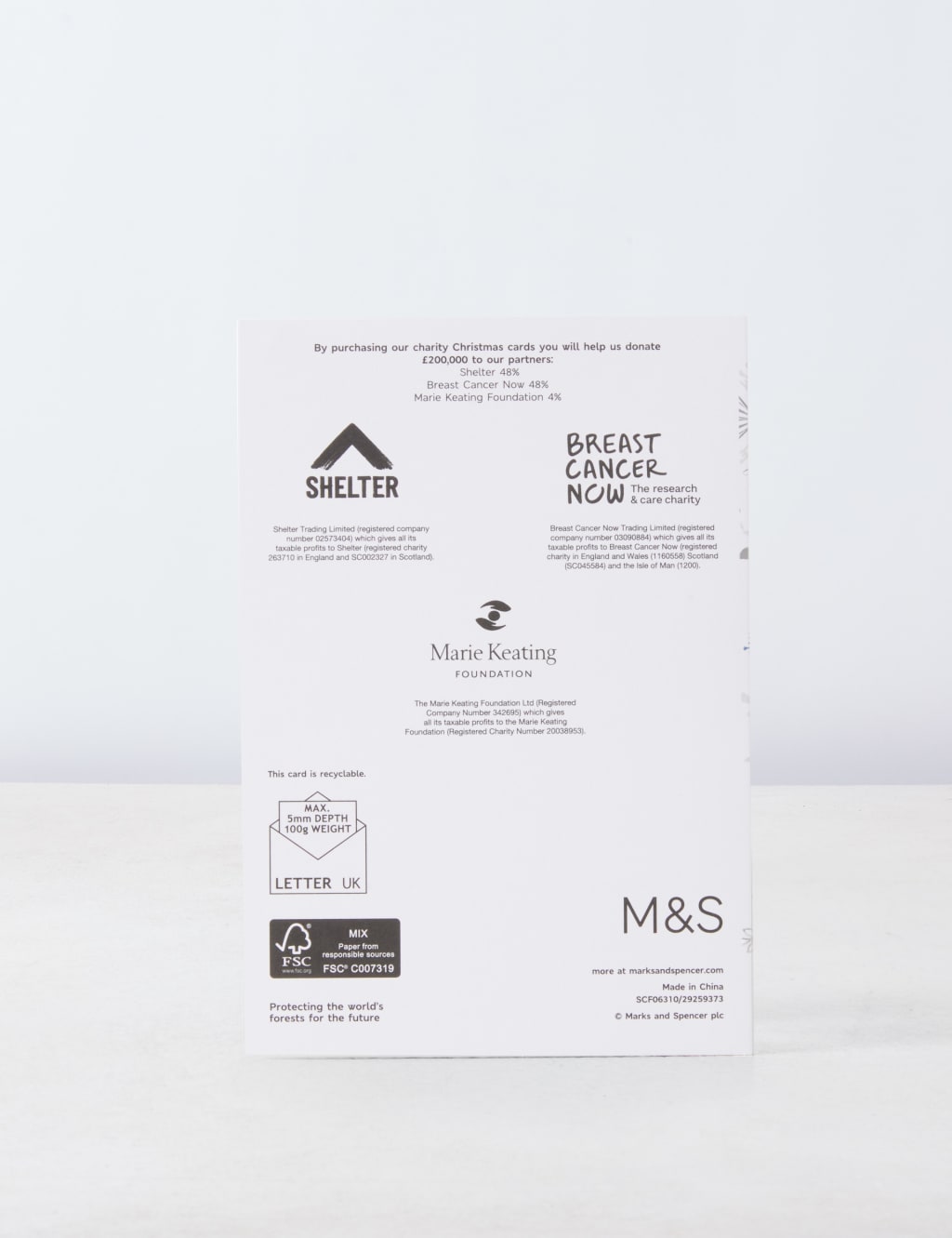 Luxury Foil Charity Christmas Cards 20 Card TwinPack M&S