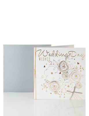 Luxury Foil Wedding Day Wishes Card Image 1 of 2