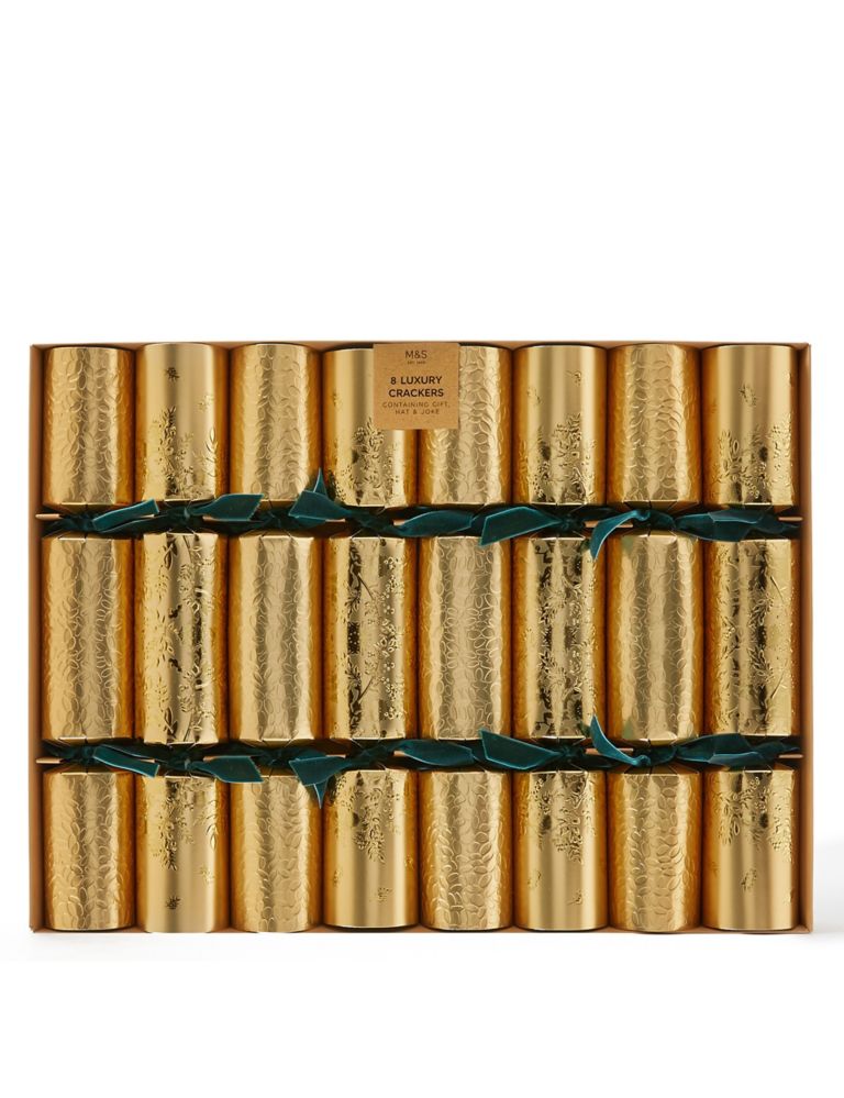 Luxury Gold & Green Christmas Crackers - 8 Pack 1 of 4