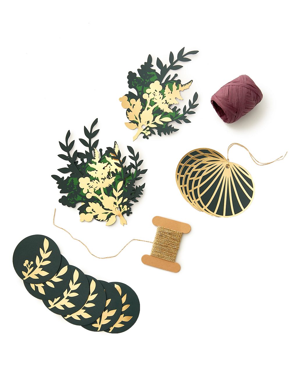 Luxury Green & Gold Christmas Wrapping Accessory Pack - 17 Pieces 1 of 3