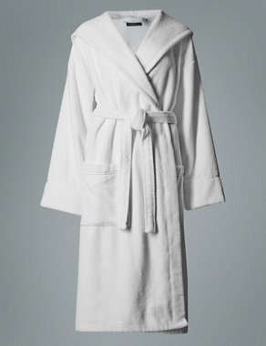 Luxury Hooded Belted Towelling Dressing Gown Image 2 of 5