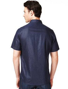 Luxury Linen Blend Short Sleeve Shirt Image 2 of 4