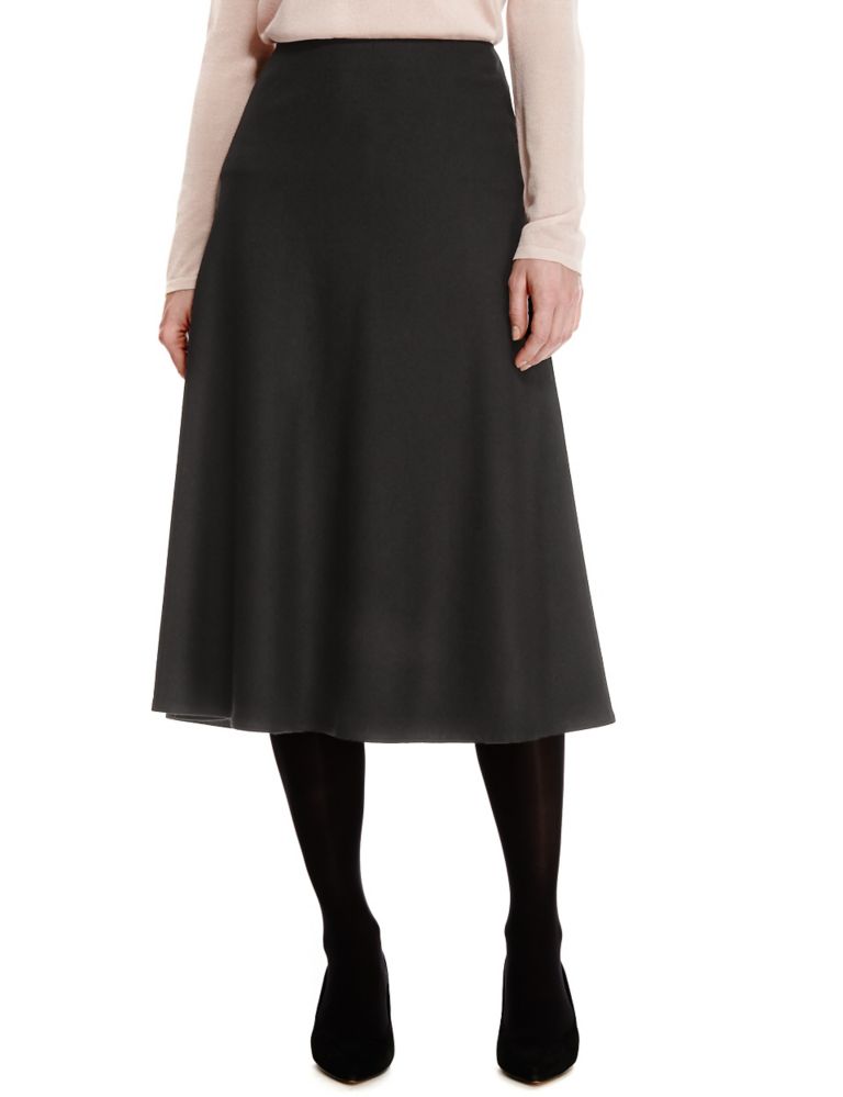 Luxury New Wool Blend A-Line Skirt 1 of 4