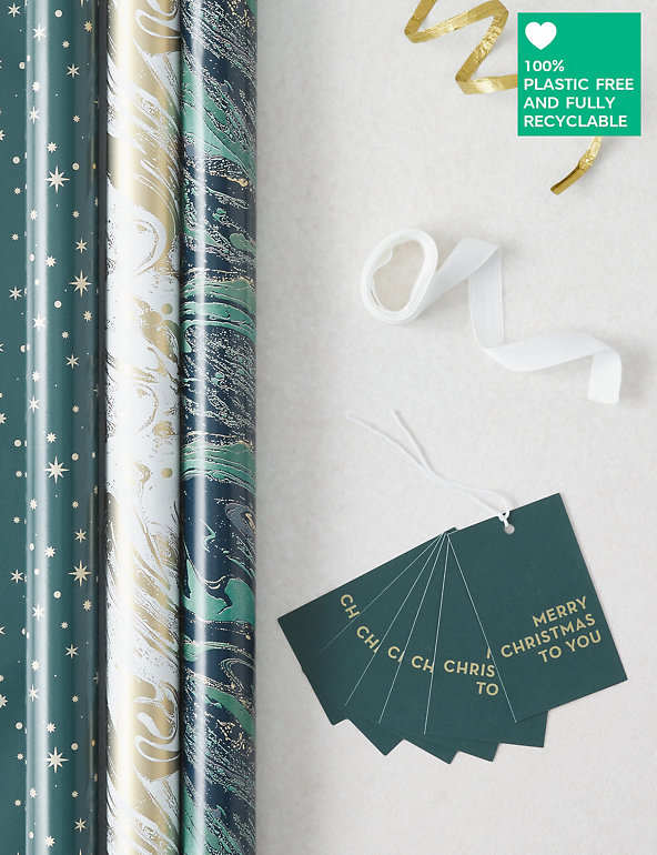Luxury Opulence Christmas Wrapping Paper, Tag & Ribbon Pack - 4.5m Image 1 of 2