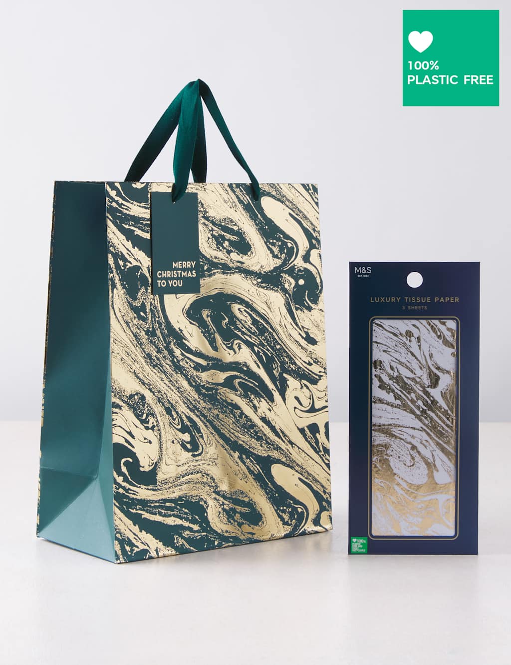 Luxury Opulence Gift Bag & Tissue Paper Pack Large Bag with Marbled