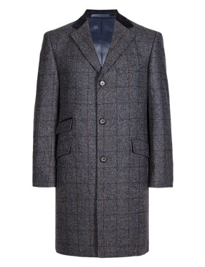 Luxury Pure British Wool Checked Coat Image 2 of 5