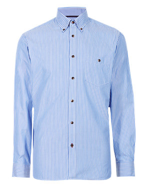 Luxury Pure Cotton Bengal Striped Oxford Shirt Image 2 of 5
