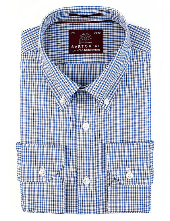 Luxury Pure Cotton Checked Shirt Image 1 of 1