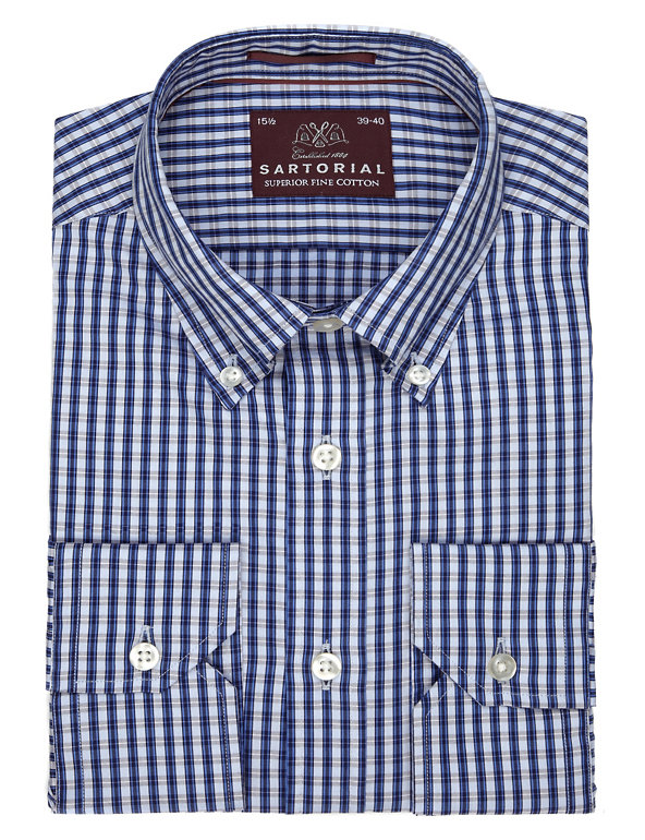 Luxury Pure Cotton Checked Shirt Image 1 of 1