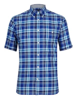 Luxury Pure Cotton Checked Shirt Image 2 of 4