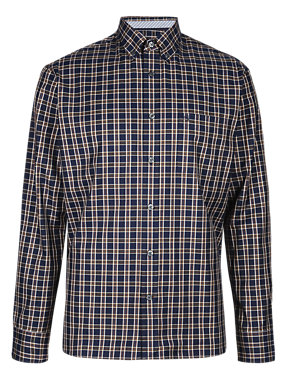 Luxury Pure Cotton Checked Shirt Image 2 of 3