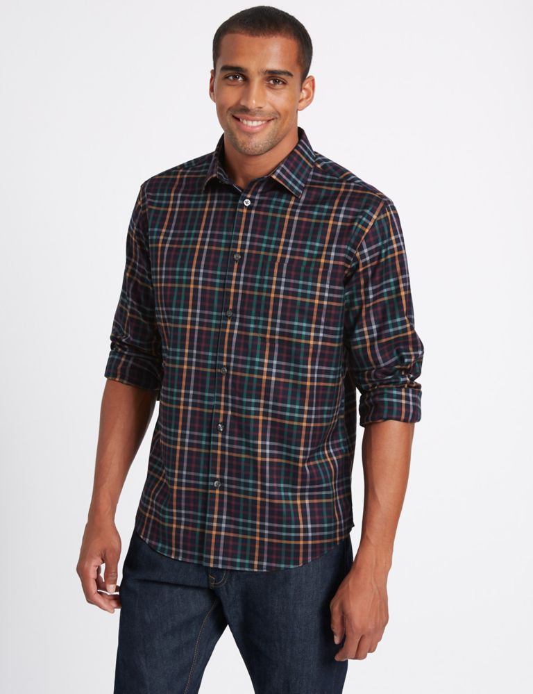 Luxury Pure Cotton Checked Shirt 1 of 4
