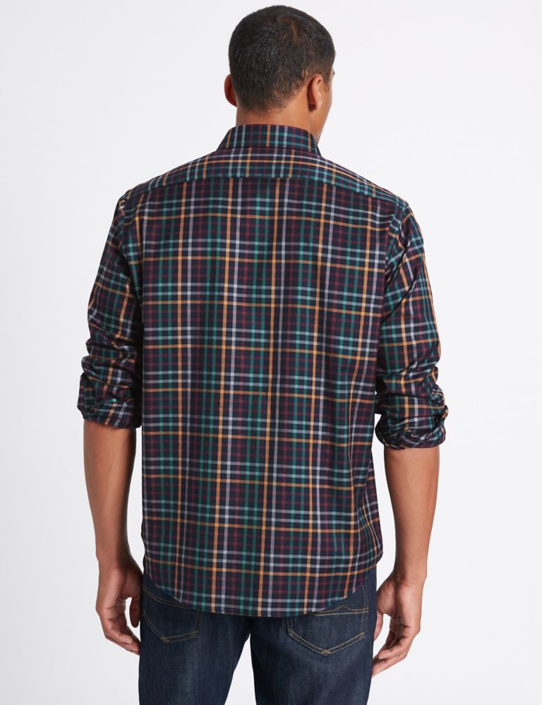 Luxury Pure Cotton Checked Shirt 3 of 4