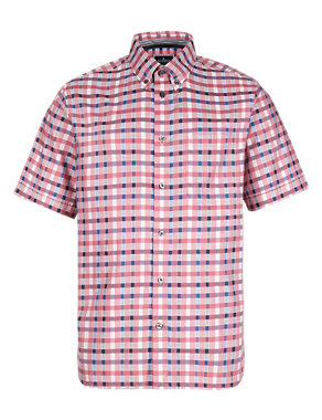 Luxury Pure Cotton Gingham Checked Shirt Image 2 of 3