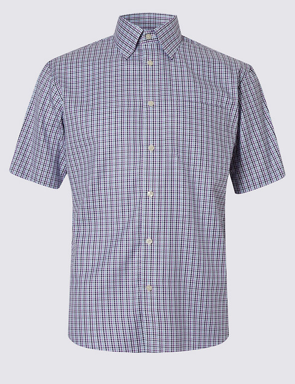 Luxury Pure Cotton Houndstooth Shirt Image 1 of 2