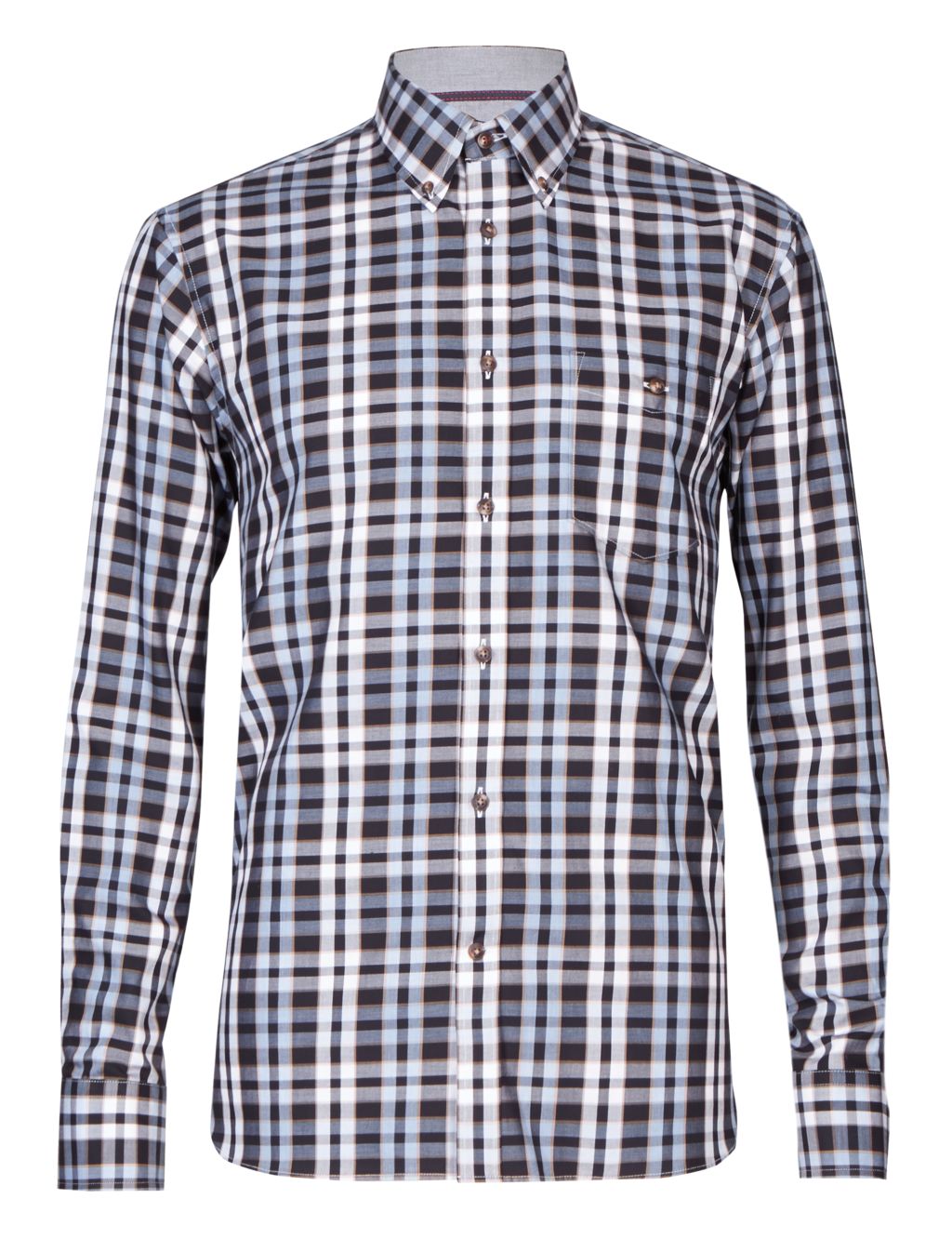 Luxury Pure Cotton Marl Checked Shirt 1 of 5