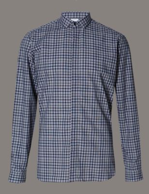 Luxury Pure Cotton Shadow Checked Shirt Image 2 of 5