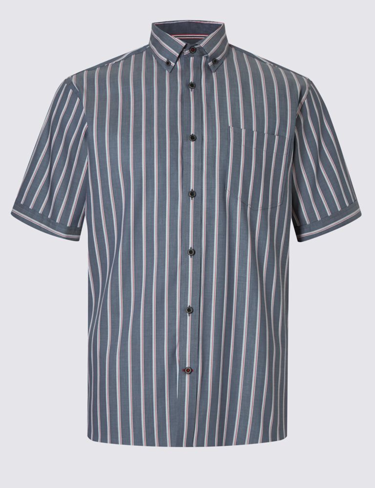 Luxury Pure Cotton Short Sleeve Striped Shirt 2 of 4