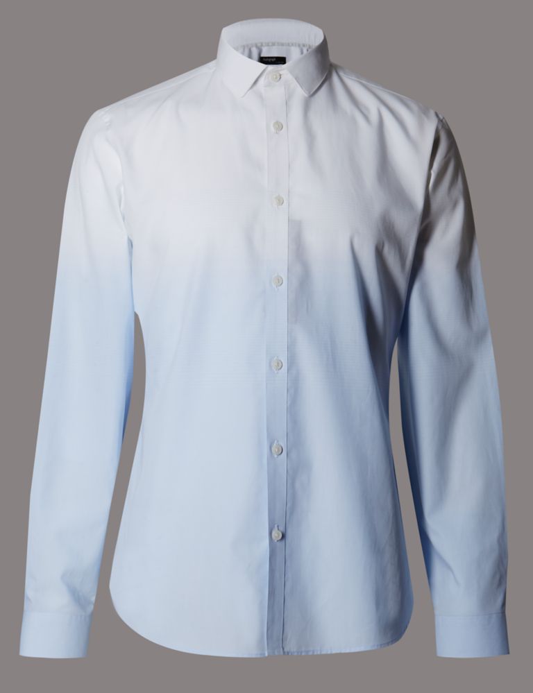 Luxury Pure Cotton Slim Fit Dip Dye Shirt 2 of 5