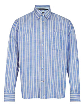 Luxury Pure Cotton Striped Shirt Image 2 of 3