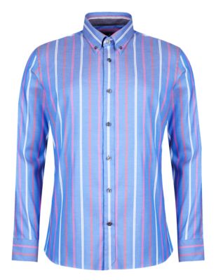 Luxury Pure Cotton Striped Shirt Image 2 of 7