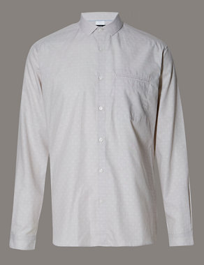 Luxury Pure Cotton Textured Dobby Shirt Image 2 of 5
