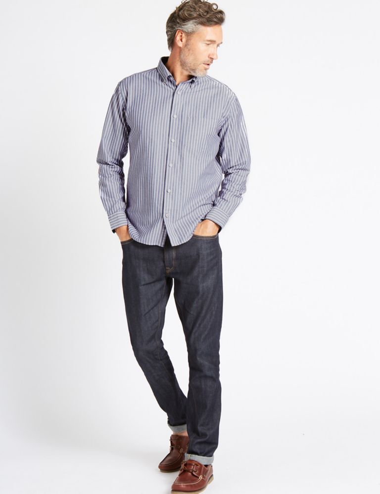 Luxury Pure Cotton Textured Striped Shirt 3 of 5