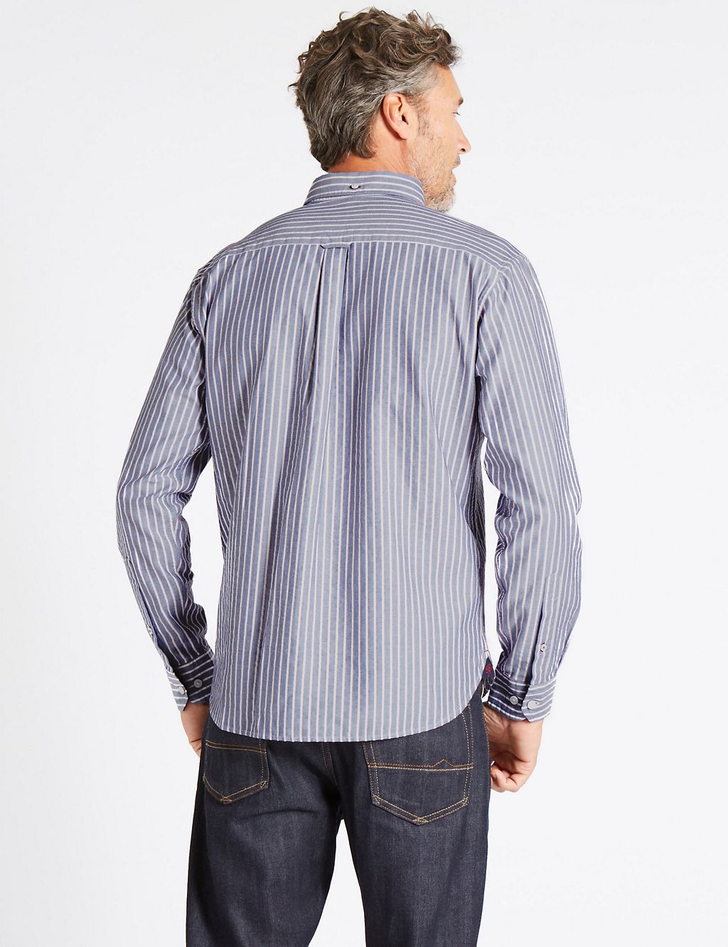 Luxury Pure Cotton Textured Striped Shirt 4 of 5