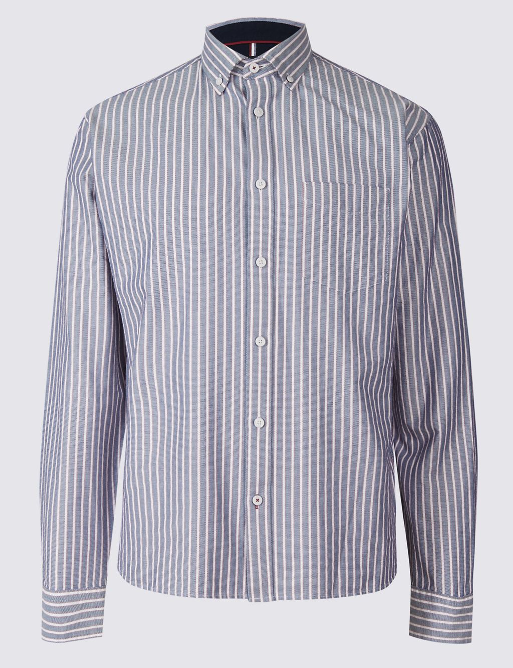 Luxury Pure Cotton Textured Striped Shirt 1 of 5