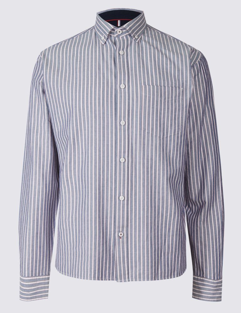 Luxury Pure Cotton Textured Striped Shirt 2 of 5