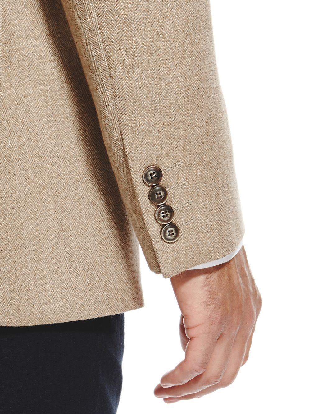 Luxury Pure Lambswool 2 Button Herringbone Jacket 4 of 6